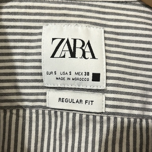 Zara 100% Cotton Blue Striped Long Sleeve Shirt - Picture 2 of 4
